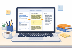 AI research tools dashboard for paper search and summaries