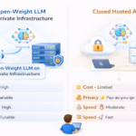 Open source LLMs vs closed models: open-weight model versus hosted closed API