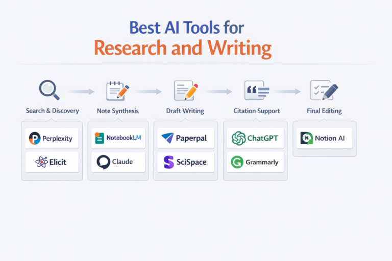 AI tools for research and writing workflow from search to final draft
