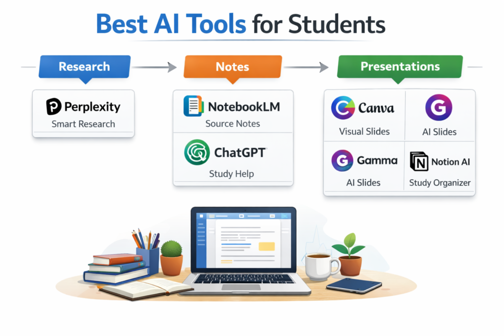 Best AI tools for students for research notes and presentations