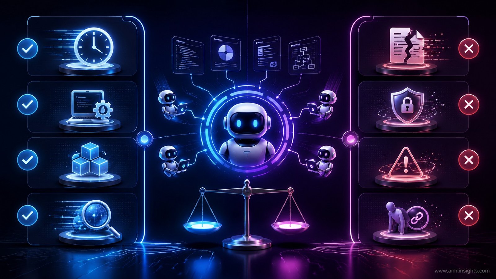 Benefits and risks of autonomous AI agents for coding research and business tasks