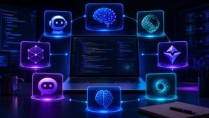 Featured image showing AI coding assistants and language models for beginners and developers