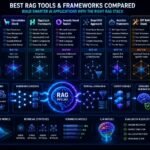 RAG tools and frameworks comparison showing orchestration systems, vector databases, semantic retrieval, and enterprise AI infrastructure