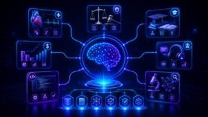 Domain specific language models connected to healthcare, finance, law, education, and business use cases
