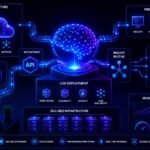 LLM deployment architecture showing cloud servers, APIs, and production AI infrastructure