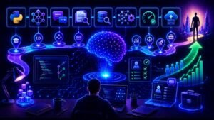 LLM engineer roadmap: LLM roadmap for beginners showing AI skills, learning milestones, projects, and career growth path