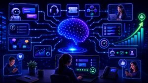 LLM for customer support explained: LLM customer support visual showing AI chat assistance, help desk automation, ticket handling, and service workflows