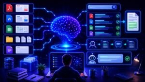 LLM for document search explained: LLM document search visual showing AI file search, semantic retrieval, and question answering across documents