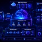 Visual showing LLM serving with deployment, APIs, and scaling infrastructure