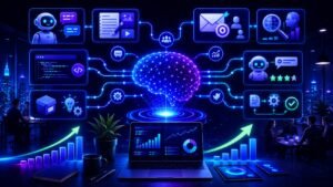 LLM use cases for startups showing AI automation, sales, content, customer support, and business growth workflows