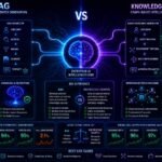 RAG vs knowledge graphs comparison showing semantic retrieval systems, graph databases, entity relationships, and grounded AI architectures