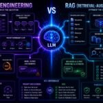 RAG vs prompt engineering comparison showing semantic retrieval systems, prompt optimization workflows, vector databases, and grounded AI generation