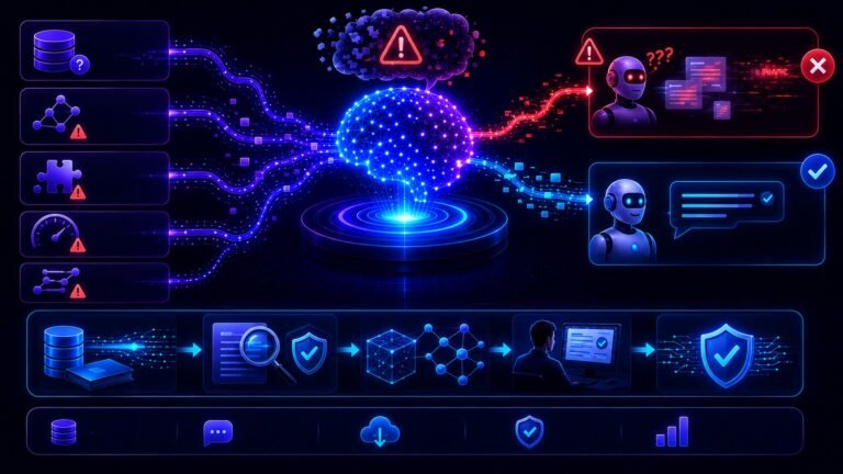 Why llms Hallucinate: LLM hallucination visual showing incorrect AI outputs, fact checking, and reliability fixes