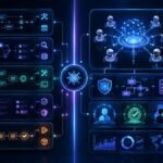 Agentic AI vs AI Agents: Agentic AI vs AI agents comparison showing individual AI agents inside a larger agentic AI system with tools, memory, orchestration, and human review
