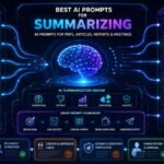 Best AI Prompts for Summarizing: AI summarization workflow dashboard showing prompts for PDFs, articles, reports, meetings, and technical documents.