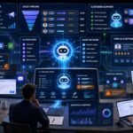 best AI tool for business: AI business tools dashboard showing productivity, marketing, sales, CRM, automation, design, analytics, and customer support workflows