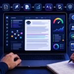 Best AI Tools for Blog Writing:AI blog writing dashboard showing keyword research, outline creation, draft writing, SEO optimization, editing, originality review, and publishing workflow