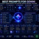 Best Prompts for Gemini: AI workflow dashboard showing Gemini prompts for studying, writing, research, coding, productivity, and exam preparation.