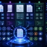 Document AI tools comparison dashboard showing OCR, PDFs, invoices, forms, tables, extraction panels, validation checks, and enterprise workflow automation