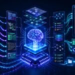 Document understanding AI workflow showing PDFs, scanned forms, OCR extraction, layout analysis, tables, fields, and structured data output