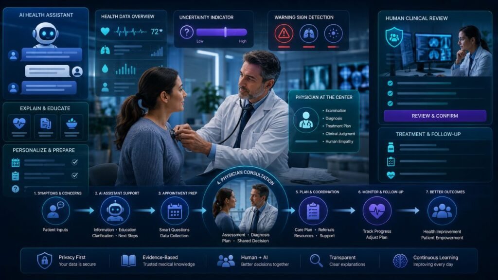 GPT-5.5 health intelligence supporting patient education with clinician oversight