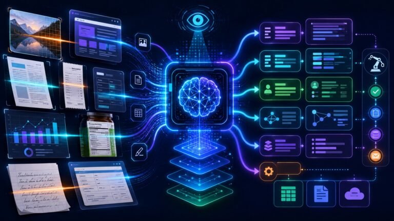 Image to text AI workflow showing screenshots, scanned documents, receipts, forms, OCR extraction, text recognition, and document understanding