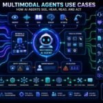 Multimodal agents use cases dashboard showing AI agents using text, images, voice, video, documents, tools, retrieval, and human handoff workflows