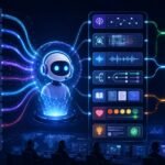 Multimodal AI in customer support visual showing chat, voice calls, screenshots, product images, support tickets, customer data, and AI agent workflows