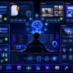 Multimodal project ideas dashboard showing AI portfolio projects with images, documents, audio, video, RAG, agents, GitHub cards, and evaluation scorecards