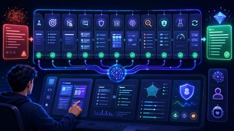 prompt engineering best practices: AI prompt optimization dashboard showing prompt engineering best practices, structured prompts, testing, and output review.