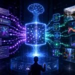 Text and image models visual showing AI connecting prompts, captions, screenshots, charts, photos, embeddings, and visual reasoning together