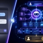 why agentic AI is more than a chatbot upgrade: Agentic AI compared with chatbot interface showing AI agents planning, using tools, retrieving context, completing workflows, and asking for human approval