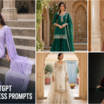 Five viral ChatGPT sharara dress photo prompts for girls featuring Indian fashion portrait ideas