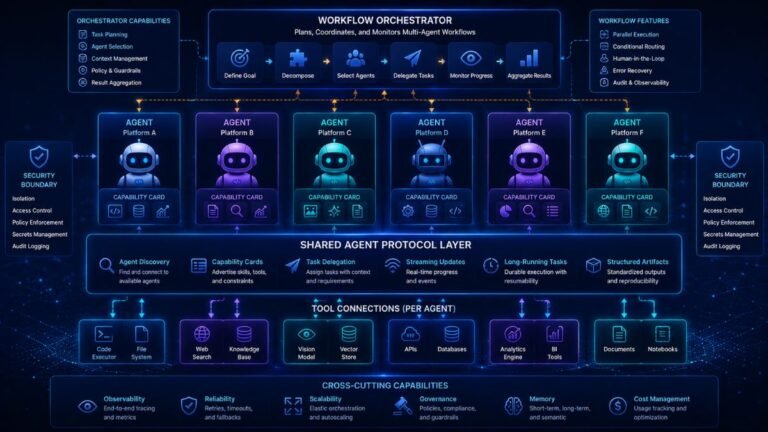 Google Agent2Agent protocol connecting interoperable AI agents across platforms